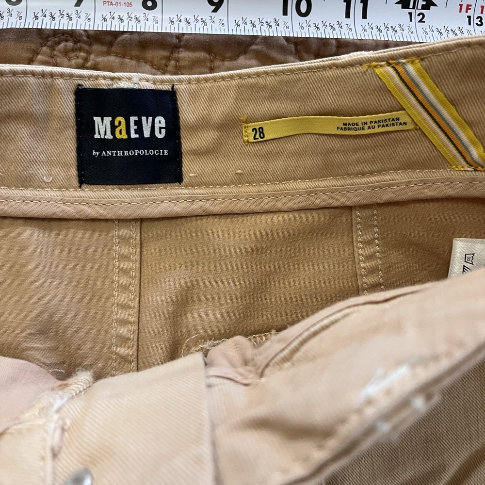 Maeve Anthropologie Delaney 28 Wide Leg Pants High Rise Seamed Trouser Tan Boho - Picture 6 of 10